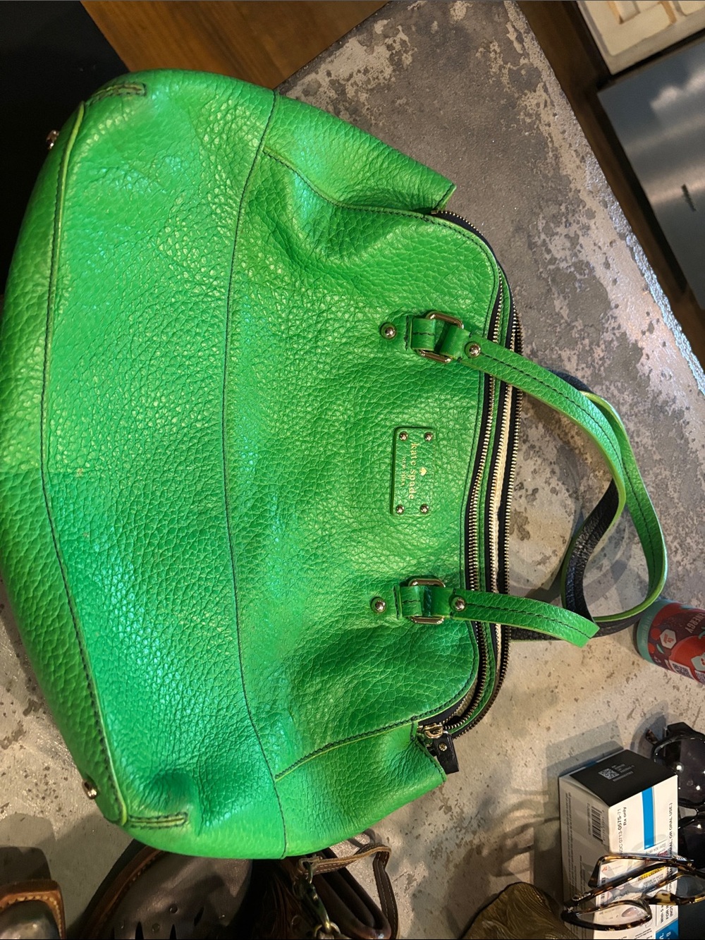 Kate Spade Green Leather Tote Bag